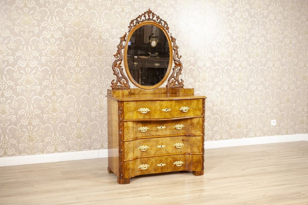 Louis Philippe Walnut Wood & Veneer Dressing Table, Late 19th Century