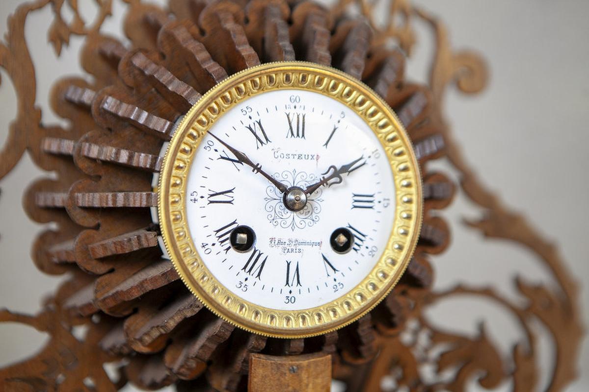 Unique Mantel Clock in Elaborate Exotic Wood Case, Late 19th Century For Sale 1