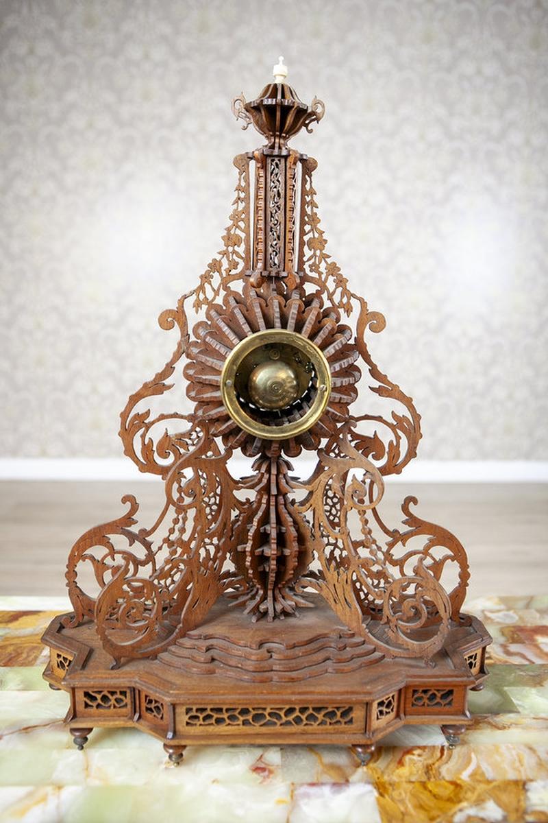 French Unique Mantel Clock in Elaborate Exotic Wood Case, Late 19th Century For Sale