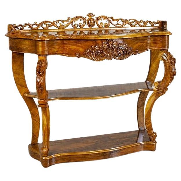 19th-Century Decorative Rosewood Wood and Veneer Console Table For Sale