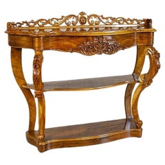 Antique 19th-Century Decorative Rosewood Wood and Veneer Console Table