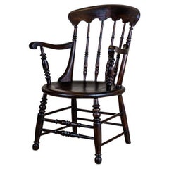 Englischer Sessel aus Buchenholz des 19. Jahrhunderts in Dunkelbraun