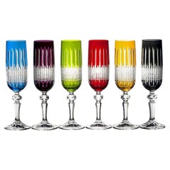 Set of 6 Cristal Champagne Glasses in Mix Colors (6.1 fl_oz_us) 