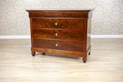 Antique Biedermeier Mahogany Veneer Chest of Drawers with Stone Top, circa 1840