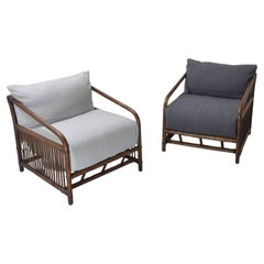 Vivai del Sud bamboo rattan armchairs 1960s.