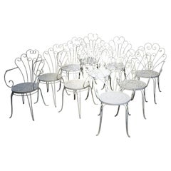 Set of Ten Mid-Century Modern Wrought Iron Lounge Chairs, Italy, 1958