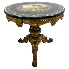 19th Century Louis XV Style Marble & Giltwood Center Table French Gueridon Table