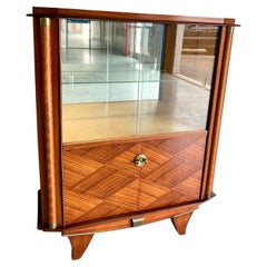 Antique Jules Leleu Modernist Dry Bar Cabinet, French Art Deco Display Cabinet