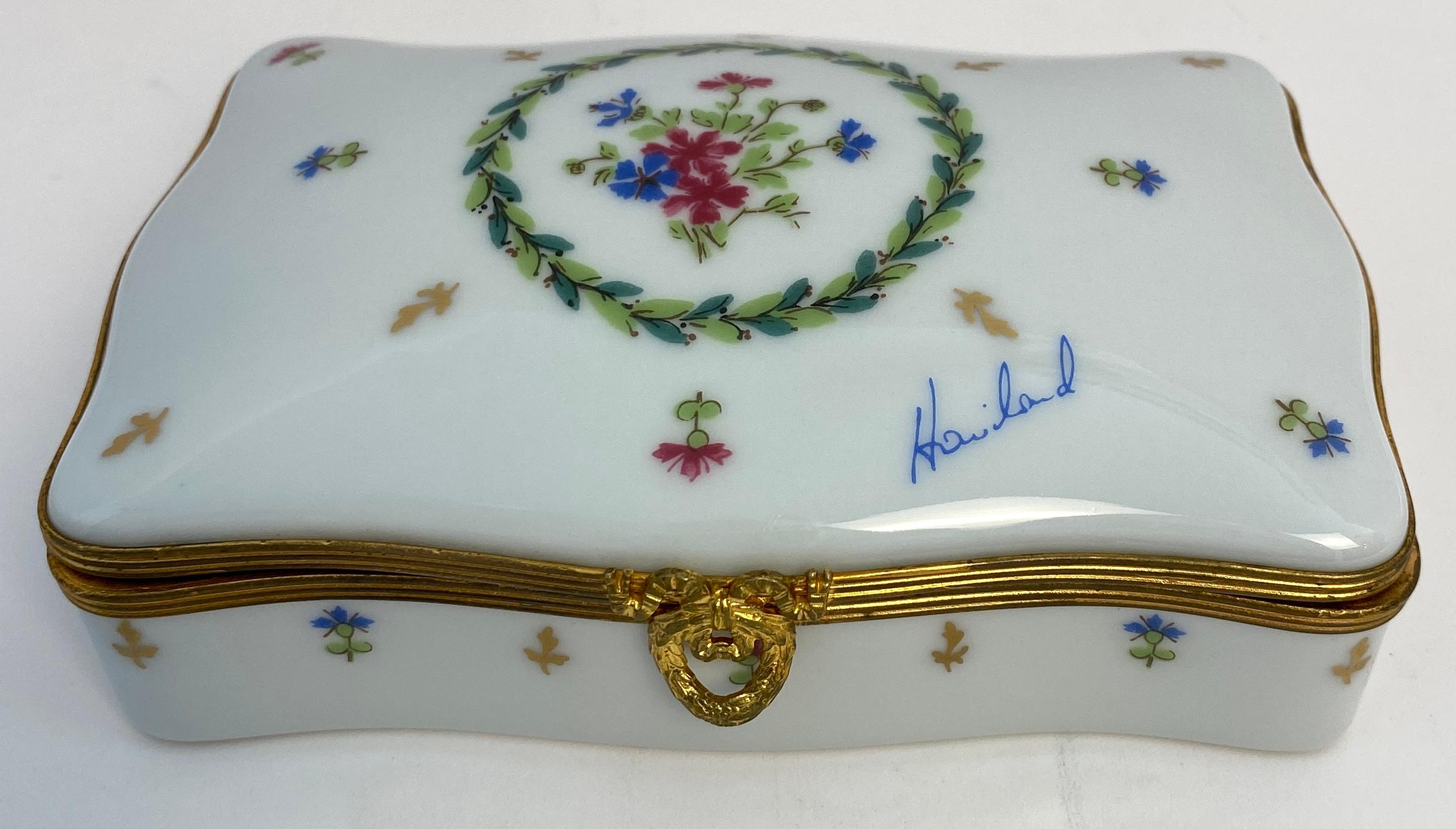 19th Century Theodore Haviland Limoges Jewelry Box, Limoges Porcelain Trinket Box by Haviland For Sale