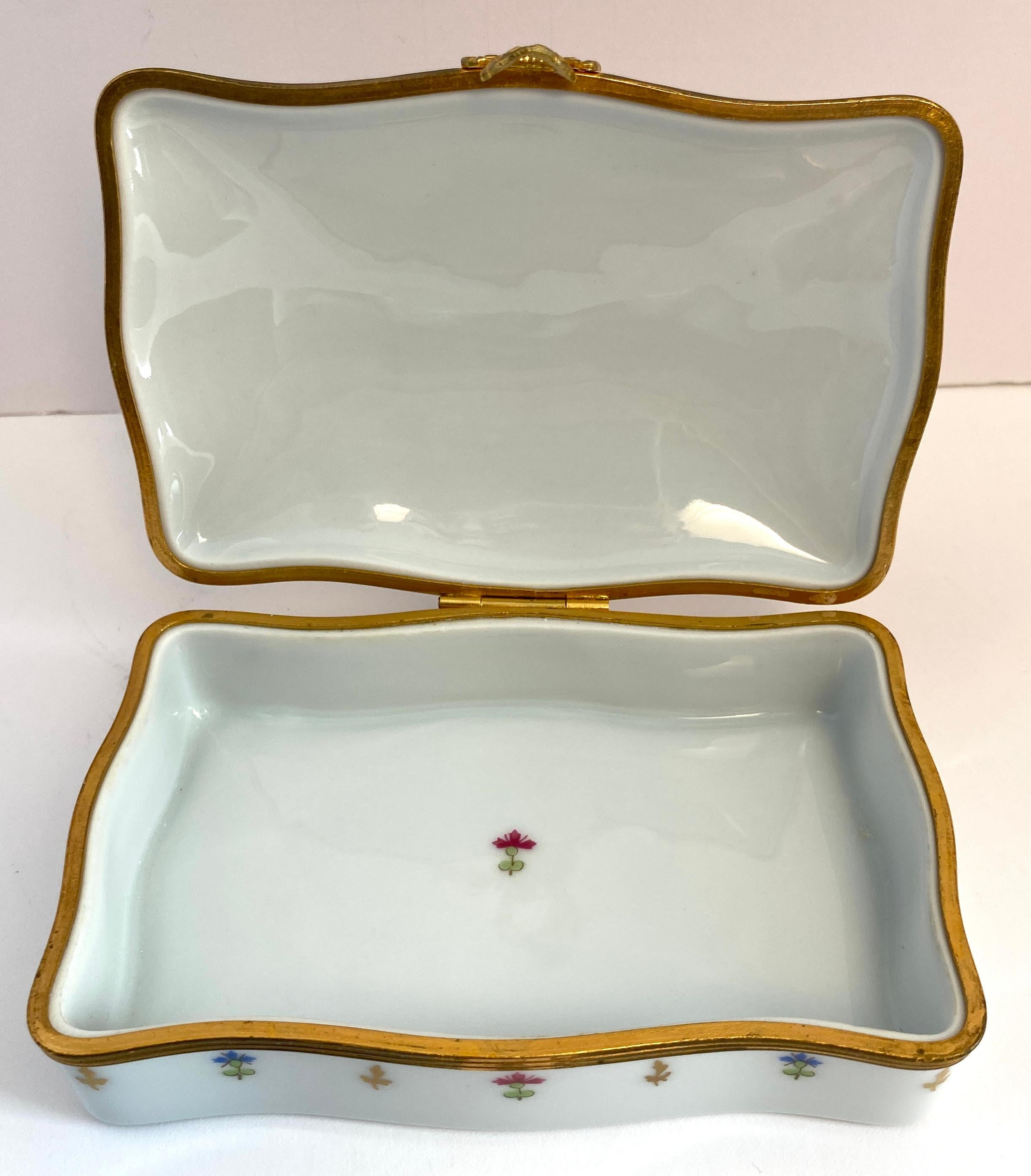 Louis XVI Theodore Haviland Limoges Jewelry Box, Limoges Porcelain Trinket Box by Haviland For Sale