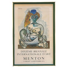 1974 Pablo Picasso Menton Biennale French Exhibition Lithographic Poster