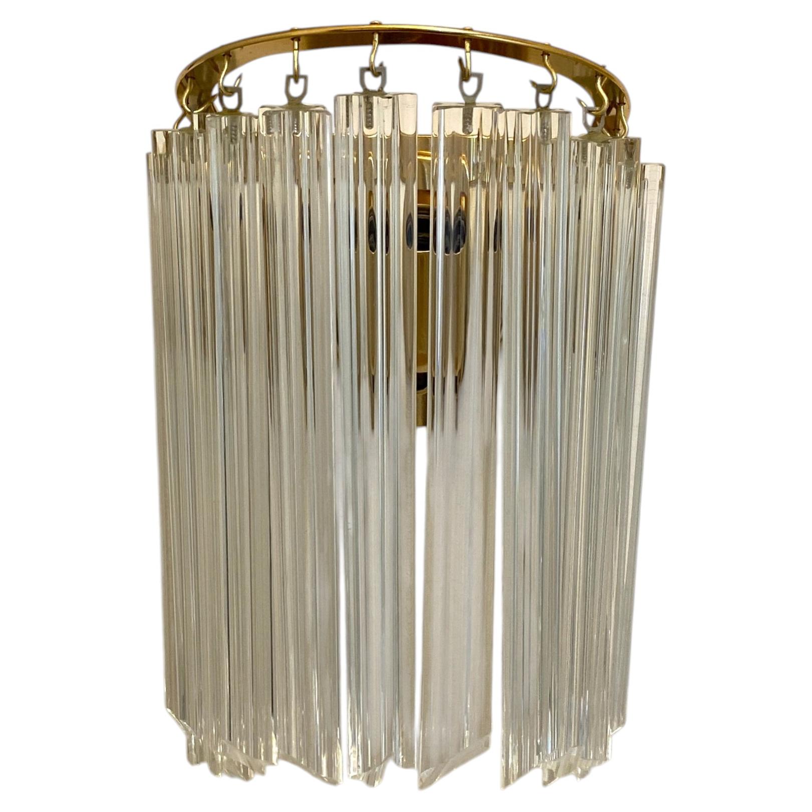 Venini Murano Glass and Brass Wall Sconce, Mid-Century Modern For Sale