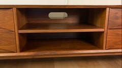 Mid‑Century Solid Walnut Credenza – Sculpted Fronts, 78.75" Long w/4 Drawers