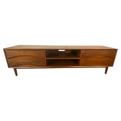 Mid‑Century Solid Walnut Credenza – Sculpted Fronts, 78.75" Long w/4 Drawers