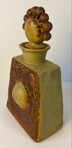 Sculptural Studio Pottery Earthenware Vessel with Organic Figural Stopper