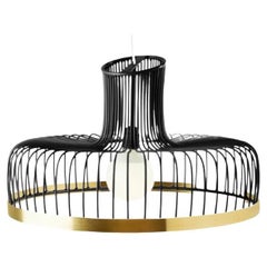 Art Deco Inspired New Spider Pendant Lamp Ivory and Polished Brass Black