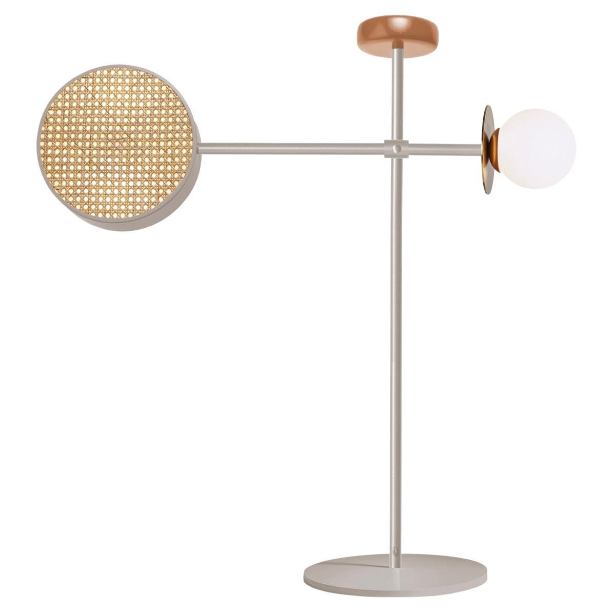 Art Deco inspired Monaco Floor Lamp in Taupe and Powder and Brass For Sale
