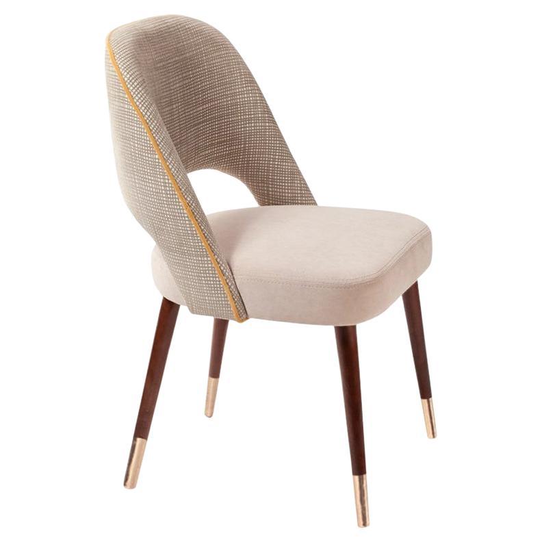 Dinning Chair Ava Brass Fittings natural Seat and Textured Blue Backrest