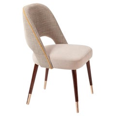 Chaise de salle à manger Ava avec assise naturelle et dossier bleu texturé