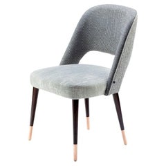 Dinning Chair Ava Brass Fittings Textured Blue Seat and Solid Dark Blue Backrest
