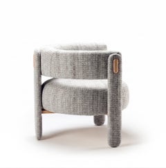 Choux Armchair with Bayes Carbon Fabric and Natural Wood Applications