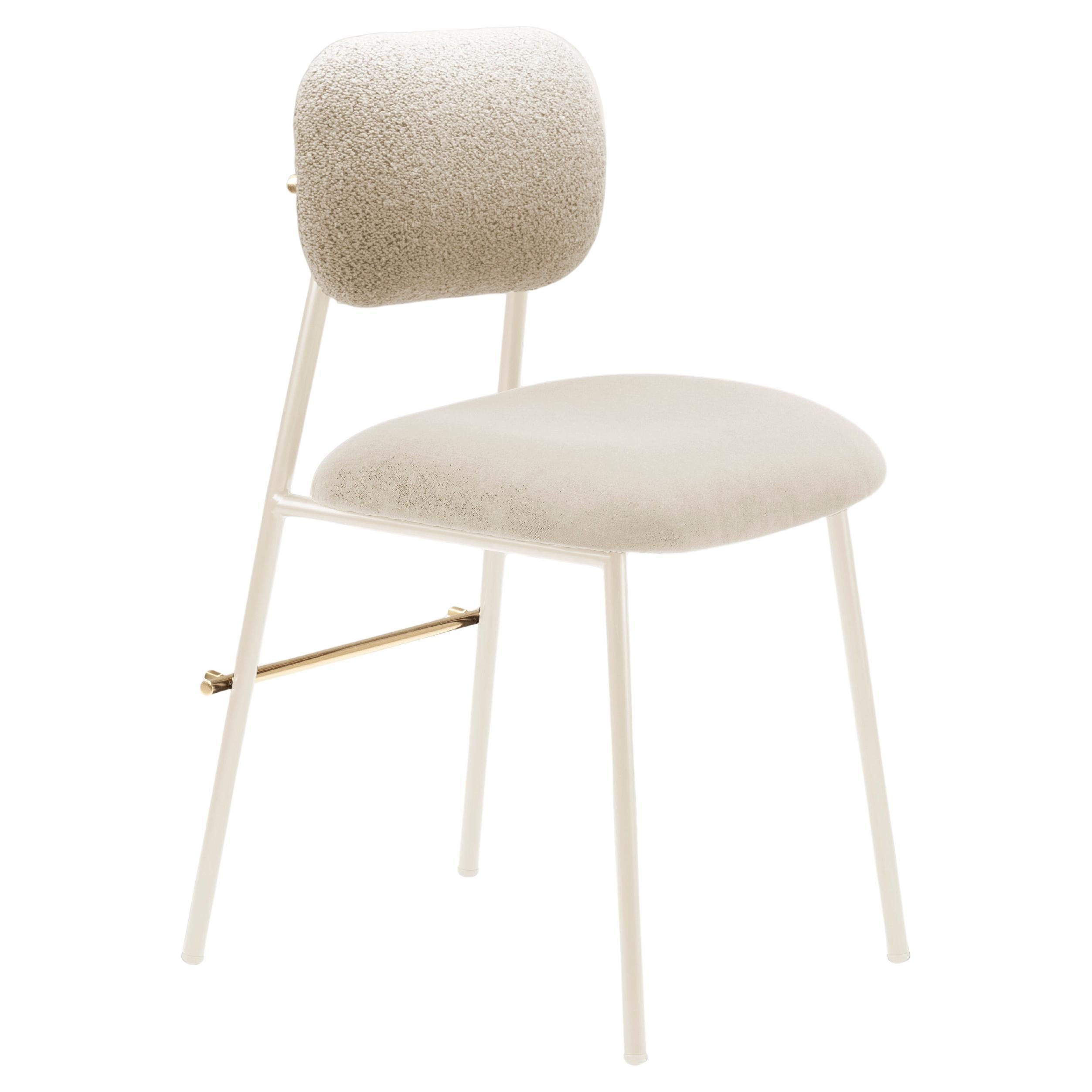 Contemporary Classic Chair Miami, Black, Brass Details, Snow