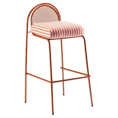 Contemporary Riviera Bar Chair in Lacquered Salmon metal for Outdoors