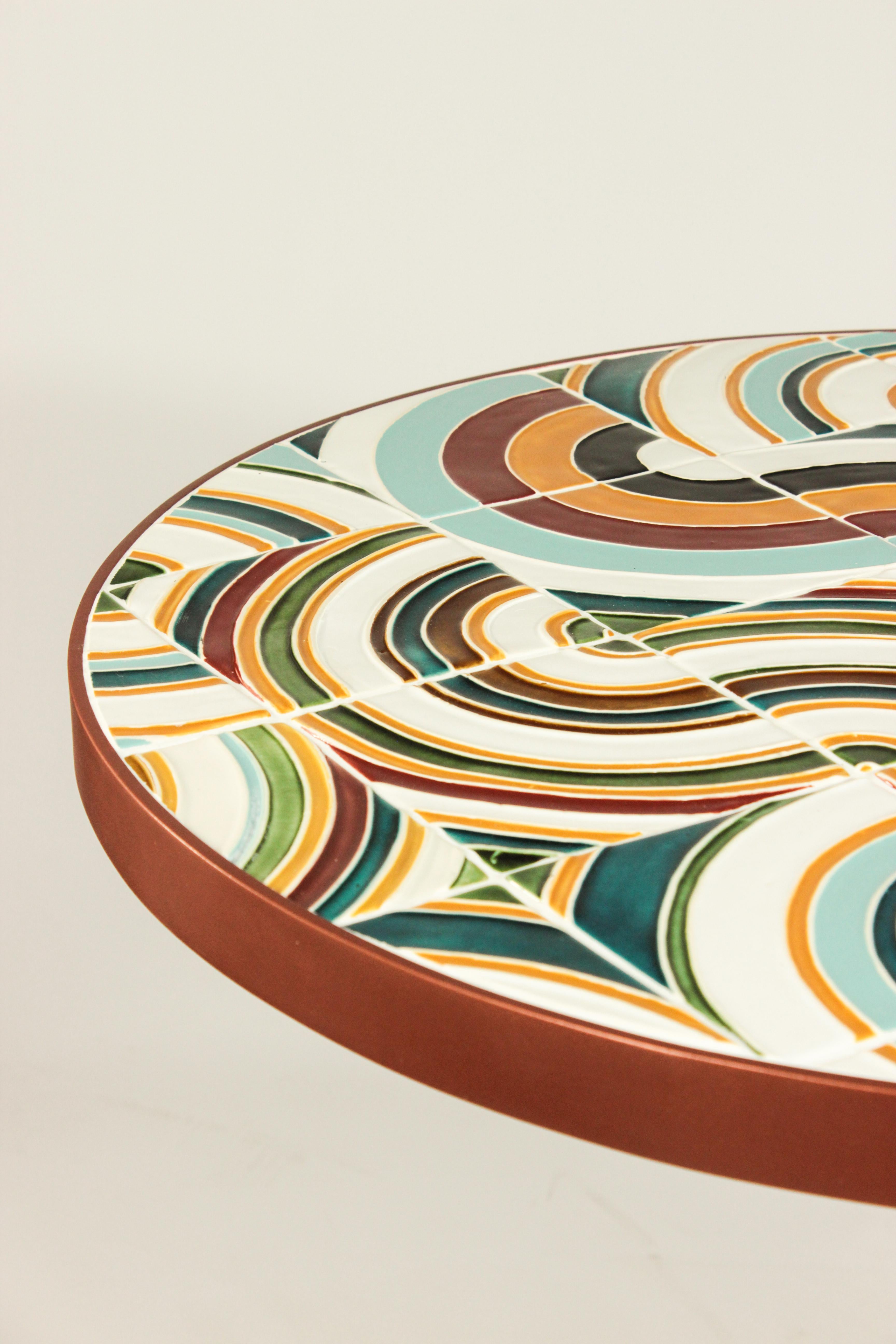 XXIe siècle et contemporain Table de salle à manger Caldas 75Ø avec carreaux multicolores faits à la main en vente