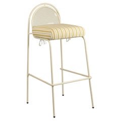 Chaise de bar Riviera contemporaine en métal ivoire laqué pour l'extérieur
