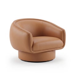Moon Swivel Armchair in Bonfire eco leather