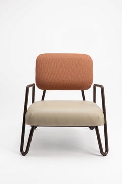 Miami Armchair with Brown Metal Laser Eco Oyster Seat and Vienna BackFabric