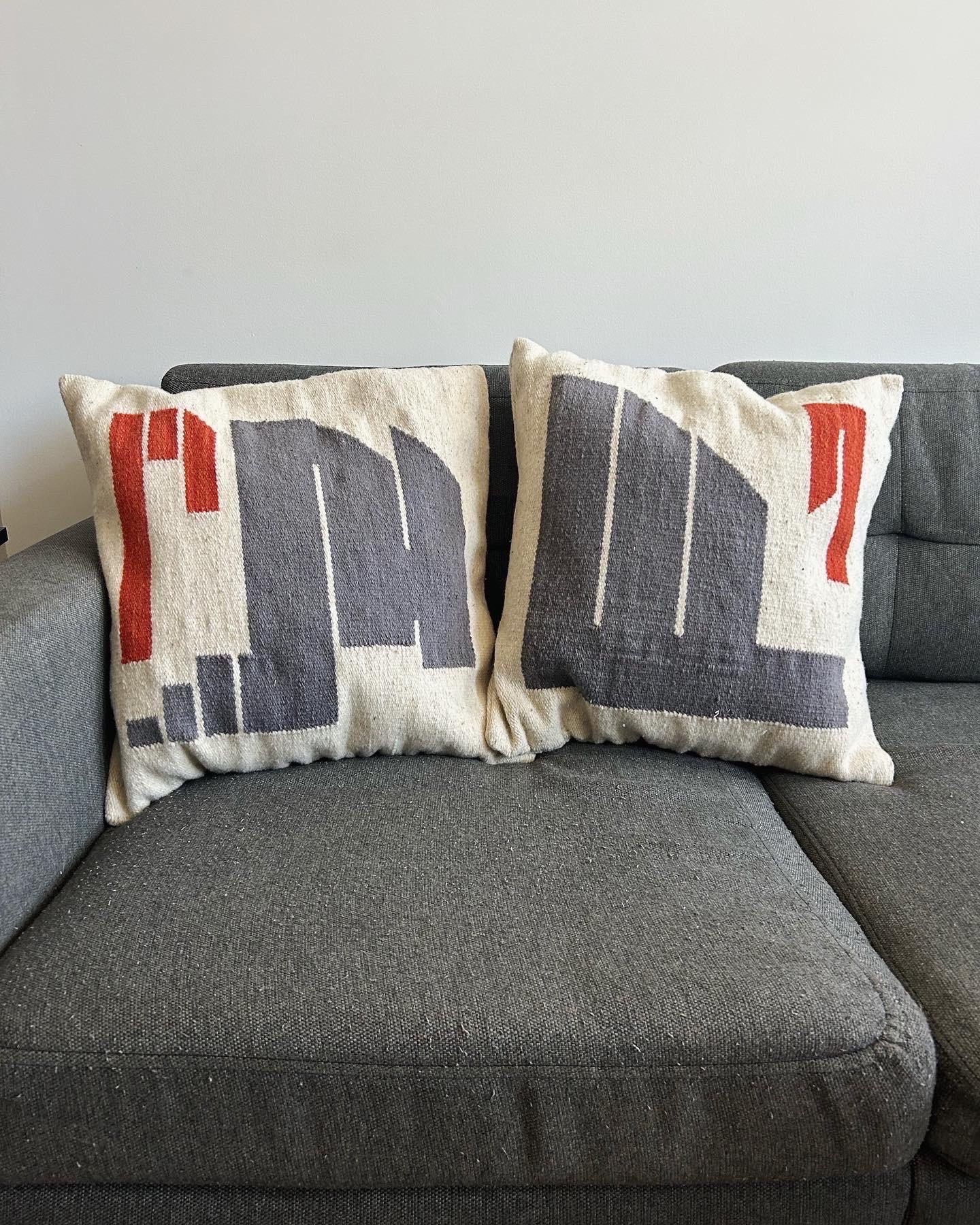 Wool Bespoke set of Handwoven Throw Pillows For Sale