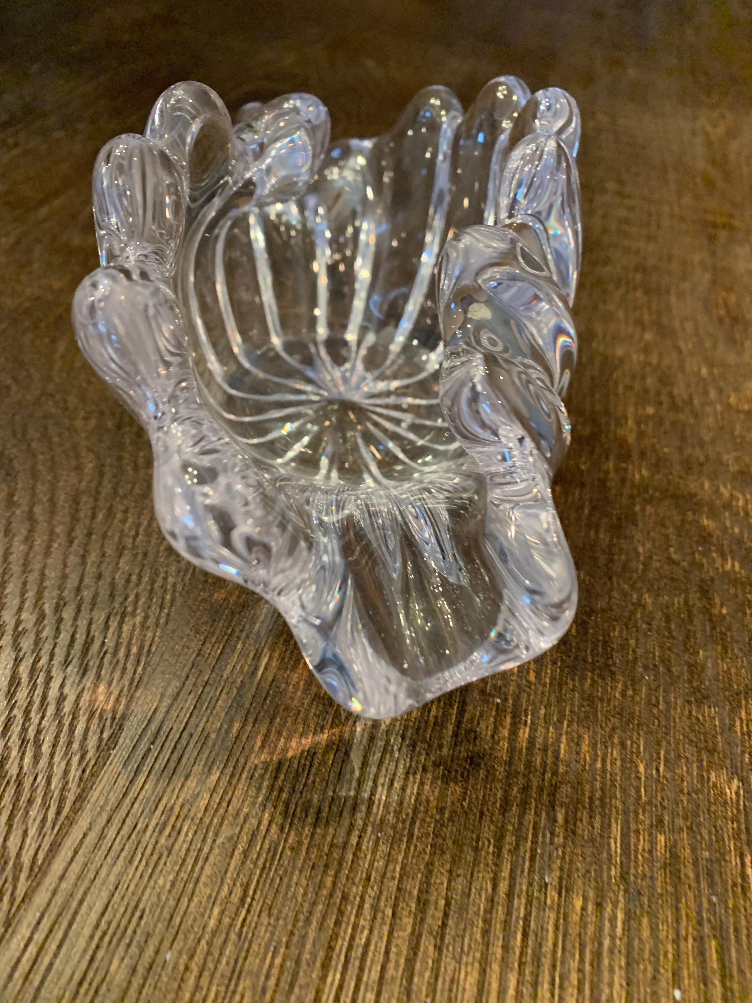 Art Nouveau Vintage Cofrac Art Verrier France Crystal Art Glass Bowl, 1970s For Sale