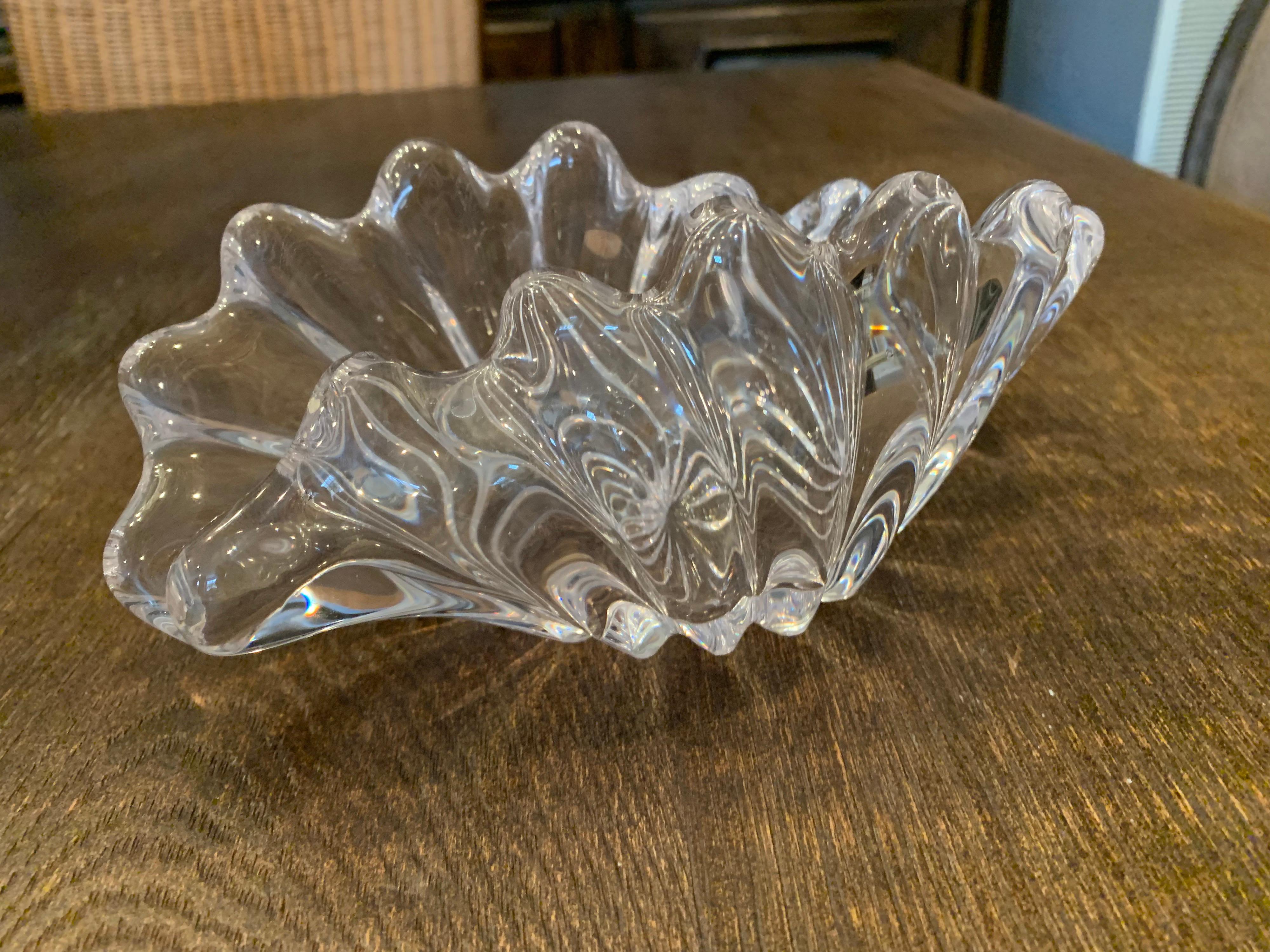 French Vintage Cofrac Art Verrier France Crystal Art Glass Bowl, 1970s For Sale