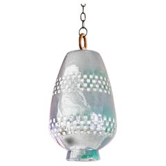 Emerald Ceramic Pendant Light XL, Oiled Bronze, Ajedrez Atzompa Collection