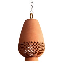 Terracotta Ceramic Pendant Light XL, Oiled Bronze, Diamantes Atzompa Collection