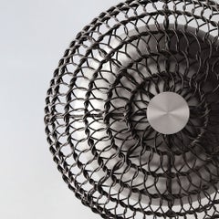 34" Handwoven Black Rattan Pendant Light, Brushed Nickel, Ventila Collection
