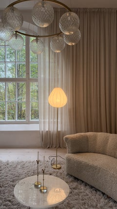 Midcentury Modern Brass Floor Lamp Falkenbergs Belysning Sweden, 1960s