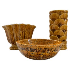 Gunnar Nylund Chamotte Ceramic Vases Set, Rörstrand, Sweden, 1950s