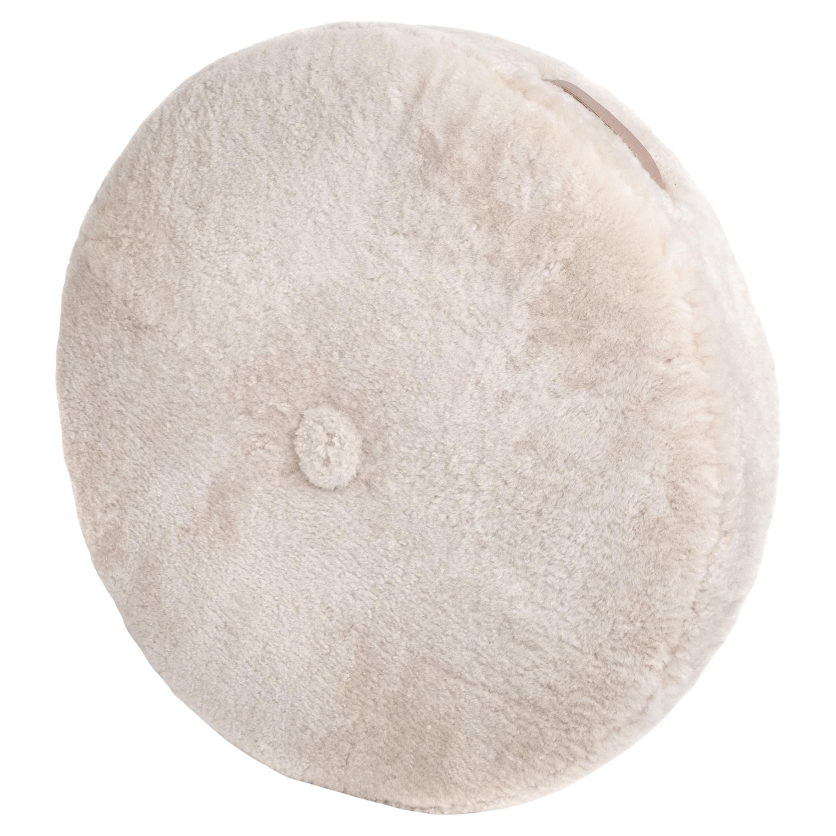 Oversize Round Shearling Floor Cushion in Dune by Moses Nadel