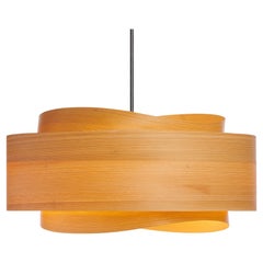 Lustre scandinave du milieu du siècle en placage de bois de cyprès avec pendentif de 30 pouces