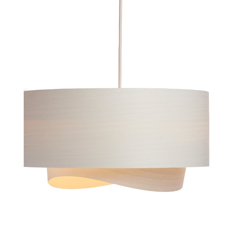 MidCentury Modern White Wood 30" Chandelier Pendant For Sale at 1stDibs