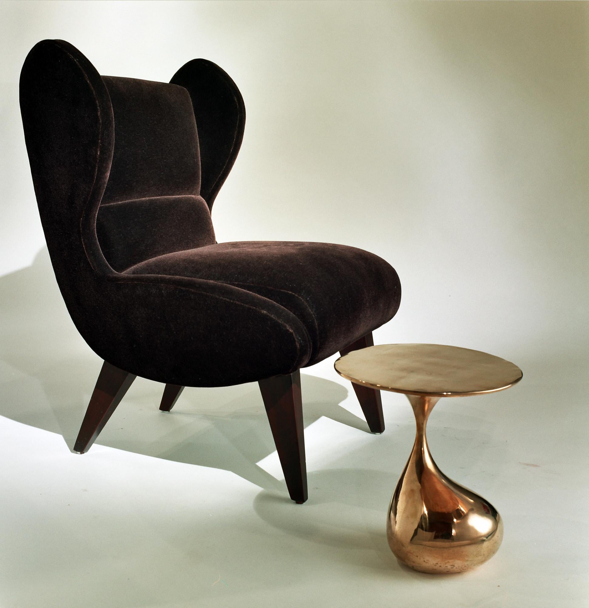 American Wingback Lounge Chair for PortHouse, Mohair + Maple, Jordan Mozer USA, C. 2003 For Sale
