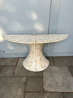 Post-Modern Maitland Smith Tessellated Travertine & Brass Console Table, c.1980s