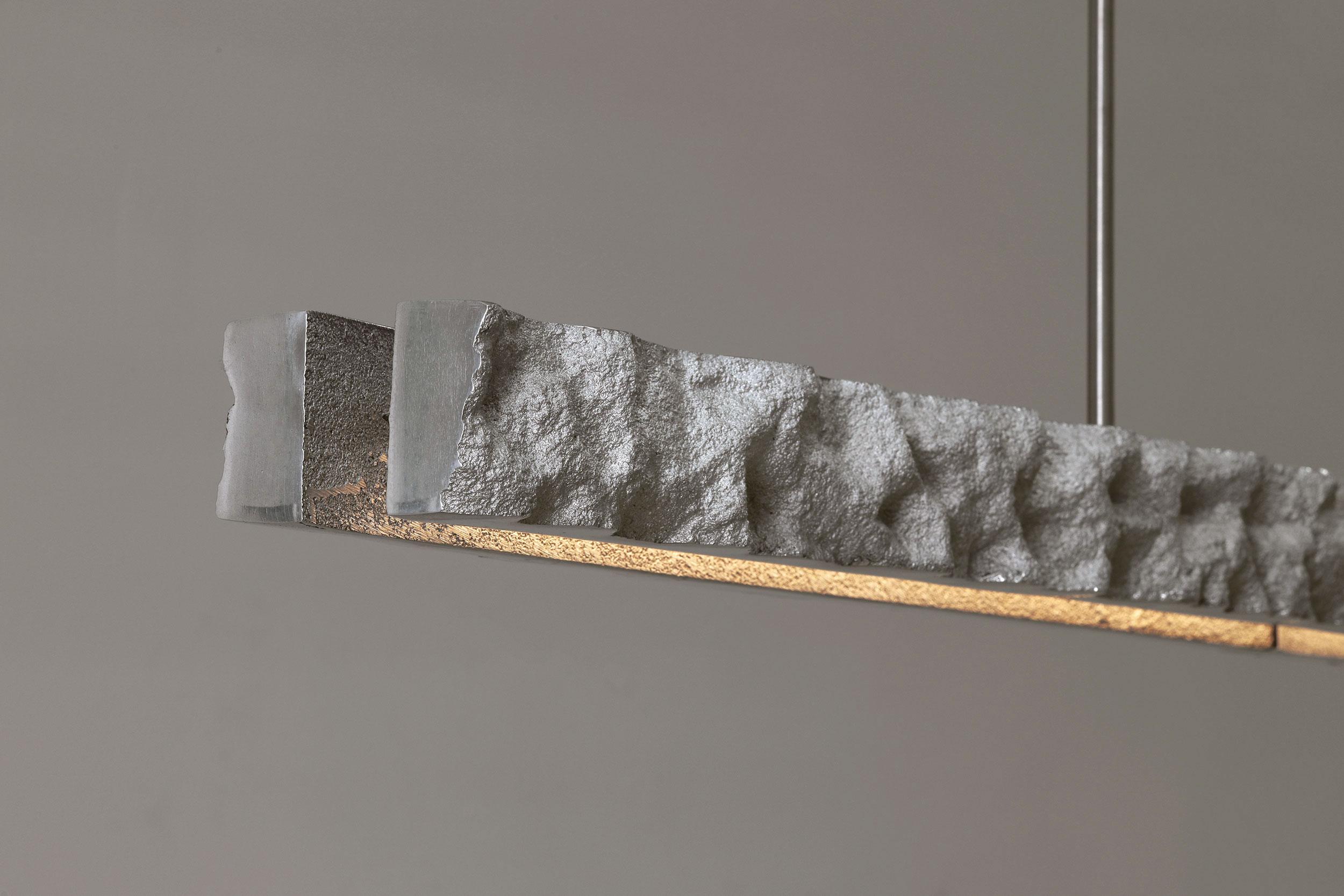 Aluminum CARST Pendant Triple, LED Light Fixture, solid textured cast Aluminium For Sale