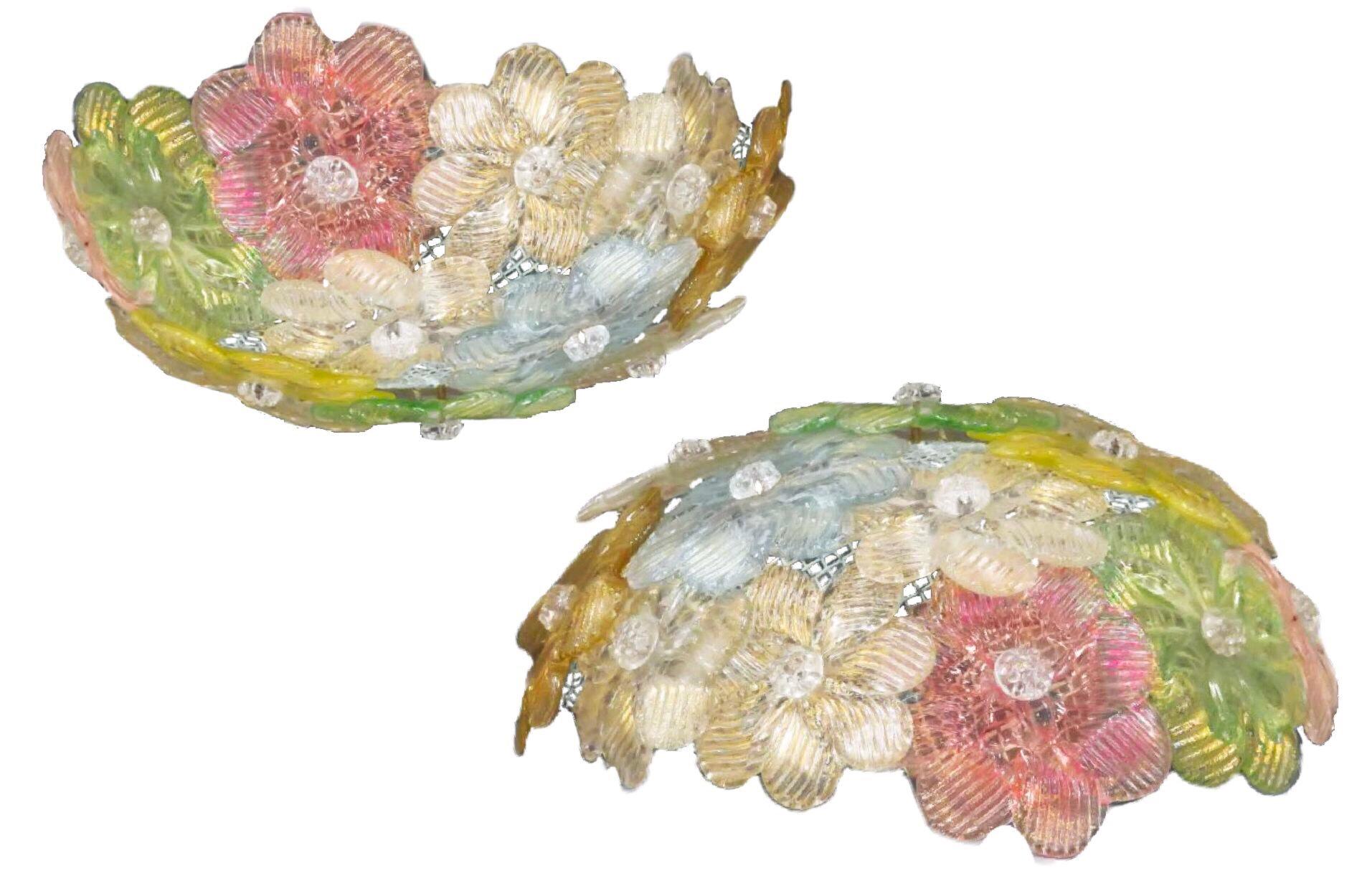 Mid-century Murano Barovier & Toso Flowers Flush Fixture, Sconce, Ceiling, 1950s In Good Condition In Brooklyn, NY