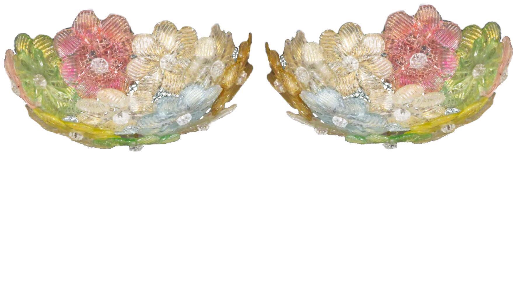 20th Century Mid-century Murano Barovier & Toso Flowers Flush Fixture, Sconce, Ceiling, 1950s