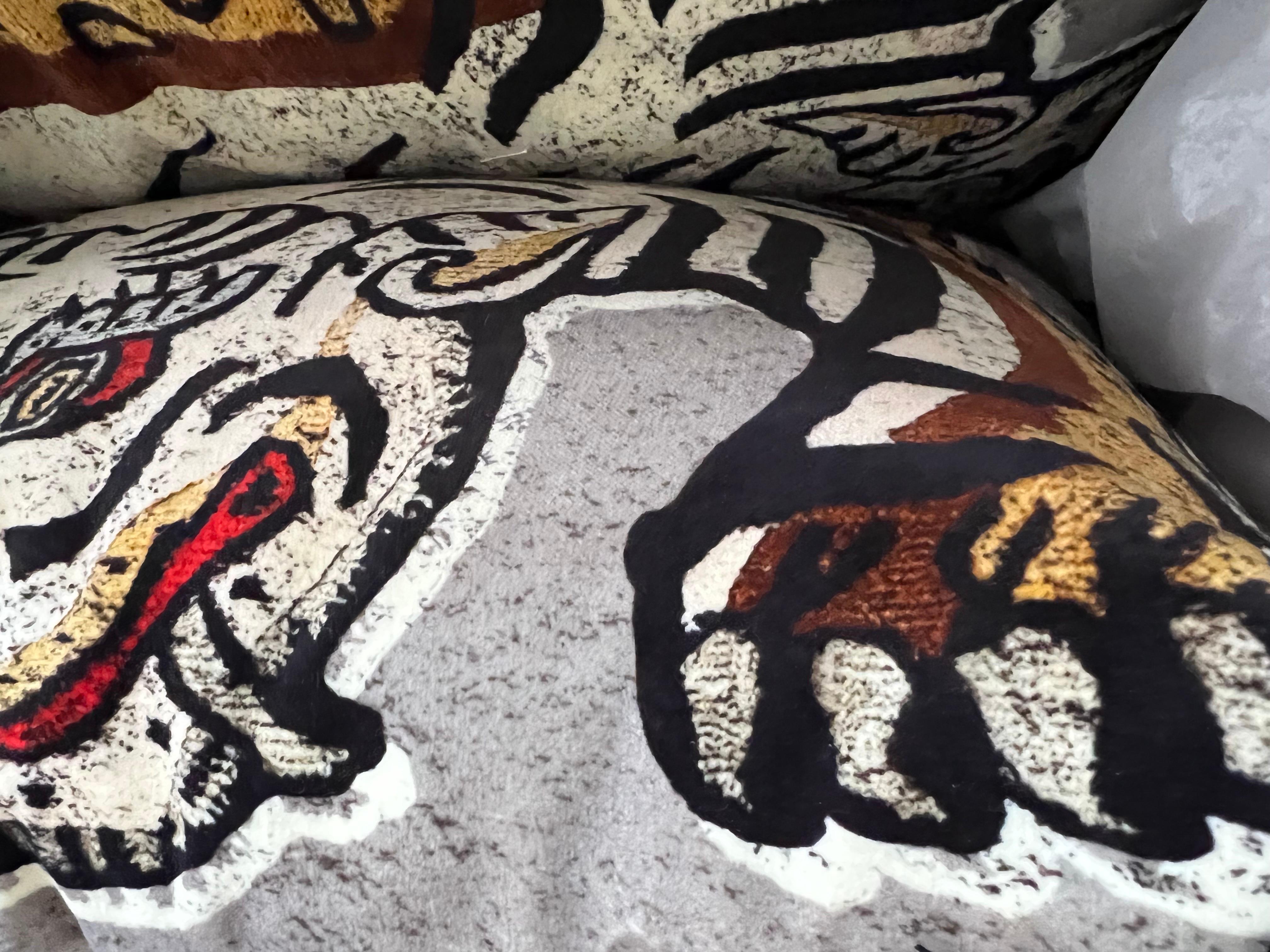 British House of Hackney Grey and Beige Large Velvet Tigris Cushion, Pillow, UK For Sale