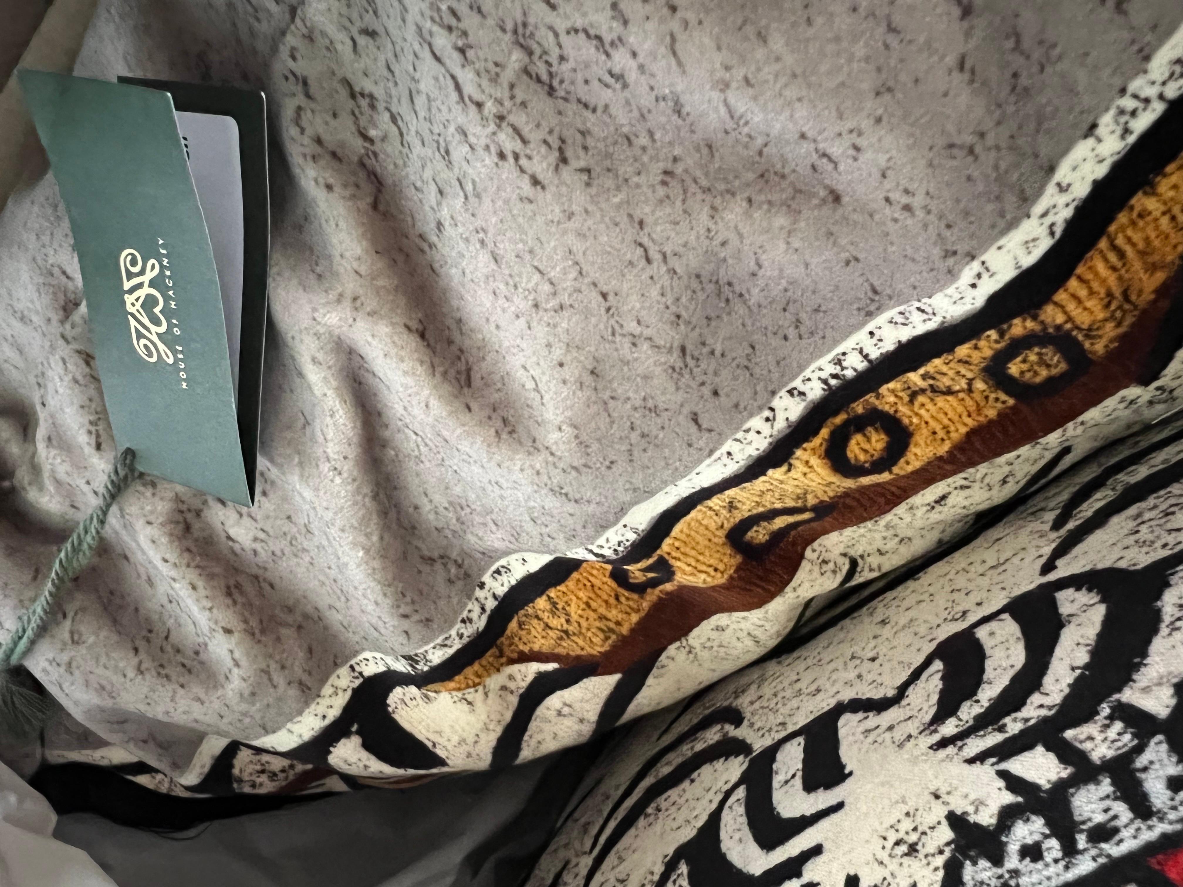 House of Hackney Grey and Beige Large Velvet Tigris Cushion, Pillow, UK