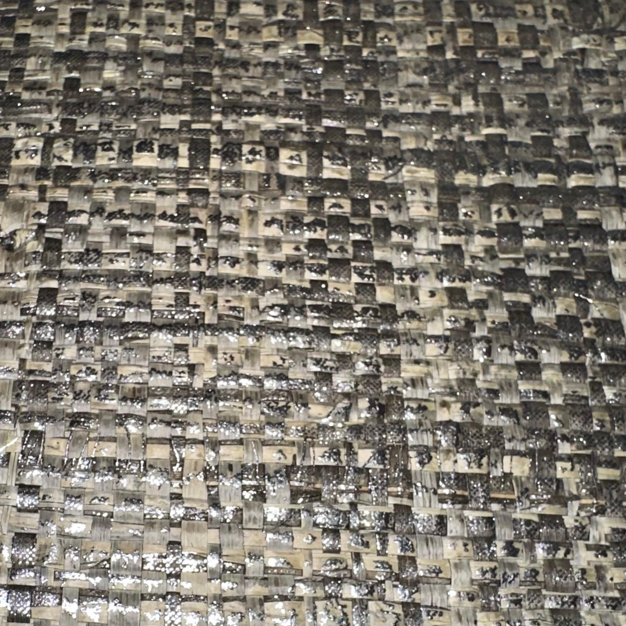 Philip Jeffries Natural Silver Max's Metallic Raffia Natural Wallcovering, Japan im Angebot 3